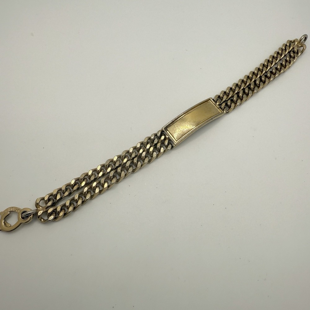 Vintage Speidel ID Bracelet Gold Tone Thick Double Link Chain Engravable 8"